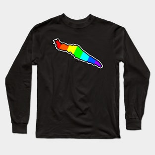 Texada Island Silhouette in A Colourful Rainbow Design - Bright Colours - Texada Island Long Sleeve T-Shirt